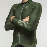 Pacto Mens Army Green Carbon Thermal Long Sleeve Jersey